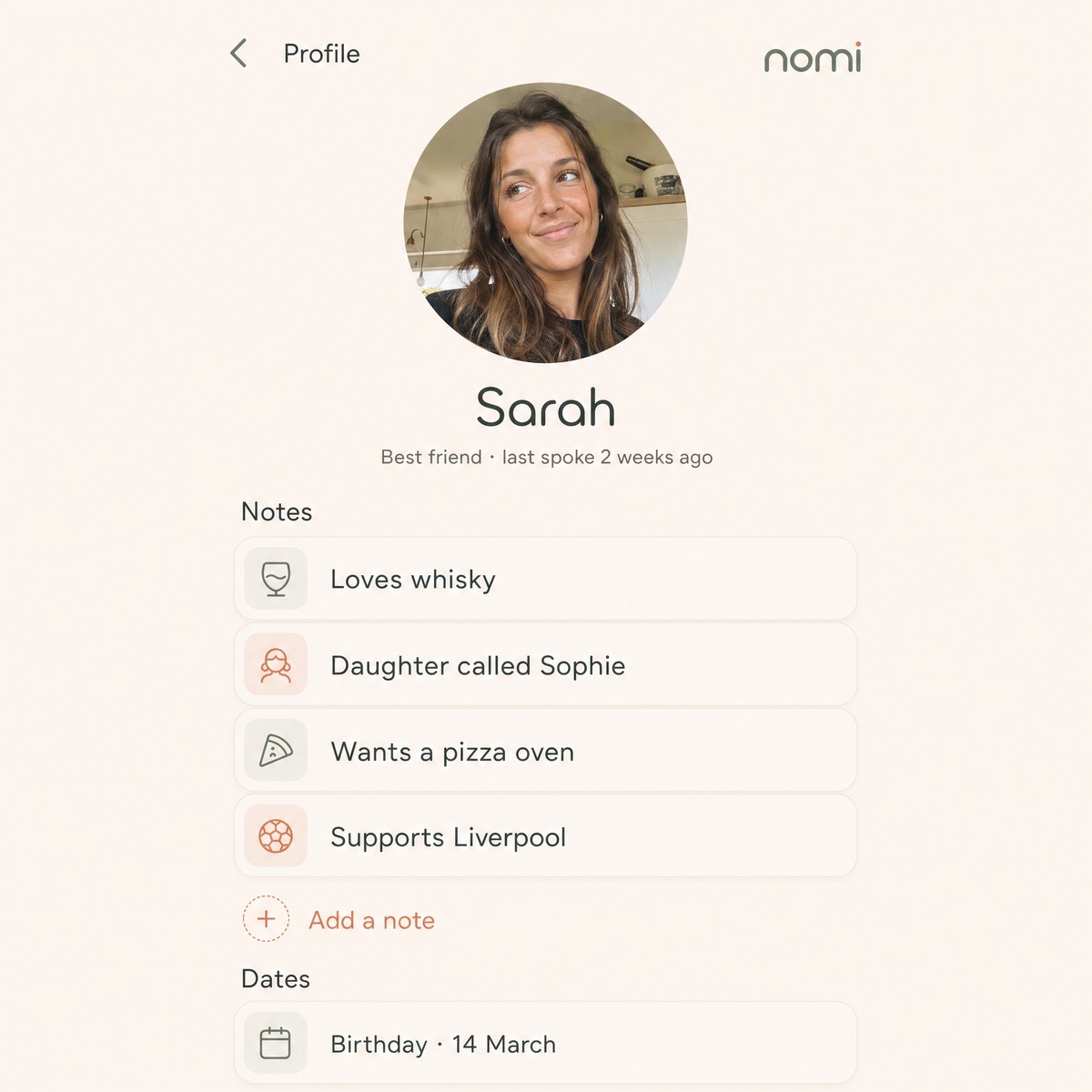 nomi: saved notes about a friend