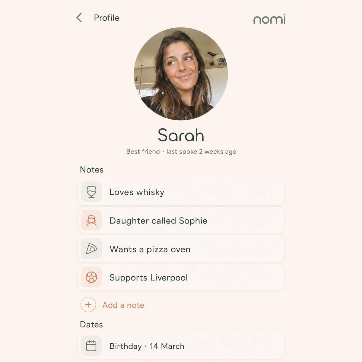 nomi: saved notes about a friend